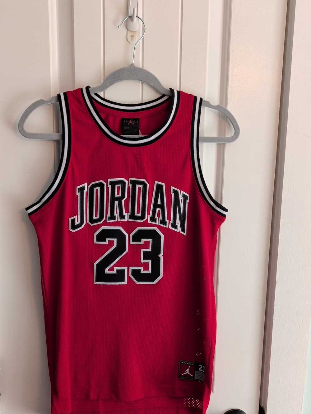 Jordan Red 23 Sleeveless Basketball Jersey with Black Trim